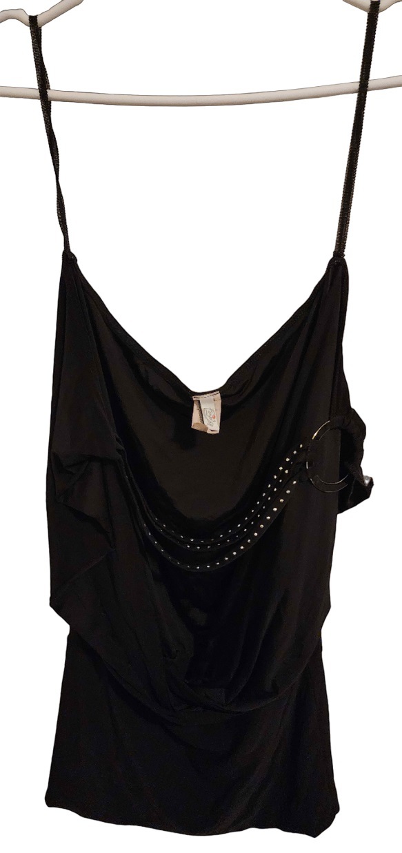 Primary image for Foreplay Black Spaghetti Strap Tank Top - Size M with Metal Bead Lining