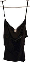 Foreplay Black Spaghetti Strap Tank Top - Size M with Metal Bead Lining - £13.54 GBP