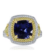GIA 4.15 CT Bleu Violet Coupe Coussin Tanzanite Bague Diamant 14k Or 5.7... - $8,077.54