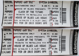 Clash of the Titans Tribute to Metallica @ House of Blues Las Vegas Ticket Stubs - £3.10 GBP