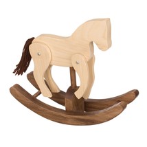 CLACKITY HORSE - Natural &amp; Walnut  Legs Solid Wood Toddler Toy Amish Handmade - £37.94 GBP
