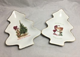 Christmas keepsake 2 Holly Hobbie Designer Collection 6” tree shaped dishes  - £7.43 GBP