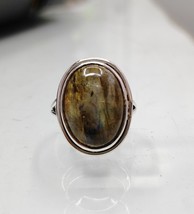 Natural 5 Carat labradorite ring 925 Sterling Silver statement Ring for Unisex - £36.61 GBP