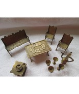 Brass plated play furniture, ten piece, couch, chairs, coffee table smal... - $724.83 MXN