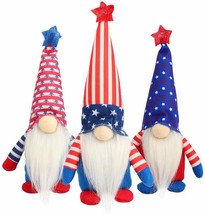 ~~ 3 Pack July 4th USA Plush Independence Day Gnomes ~~ NEW ~~ Patriotic Gift ~~ - £11.97 GBP