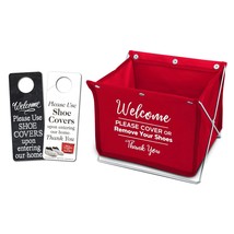 Foldable Shoe Cover Holder (Red) With Bonus: 1 Door Hanger Double Sided ... - $28.99