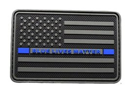 USA Flag Blue Lives Matter Police PVC Rubber Hook Fastener Patch (MTB1) - £6.36 GBP