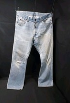 1970s Sears Roebuck Boot Cut 35x32 Denim Jeans GRUNGY DISTRESSED FADED P... - $27.69