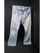 1970s Sears Roebuck Boot Cut 35x32 Denim Jeans GRUNGY DISTRESSED FADED P... - $27.69
