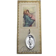 Mary Conceived Without Sin Pray For Us Medal on Card Vintage Catholic Charm - $11.95