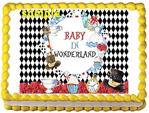 Primary image for Alice Themed Baby in Wonderland Baby Shower Edible Cake Topper Frosting Sheet