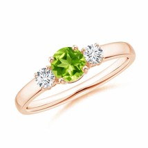 ANGARA Classic Peridot and Diamond Three Stone Engagement Ring - £967.17 GBP
