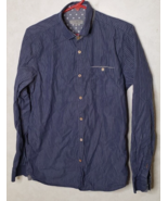 Ted Baker Mens Size 3 Medium Blue Striped Long Sleeve Button Down Shirt - $9.89