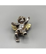Sterling Silver Winged Cherub Brooch Baby Angel Pin 925 27 Grams - £53.14 GBP