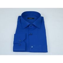 Men's Shirt By CASILA Turkey Cotton Blend Long Sleeves 502000-04 Solid Royal image 5