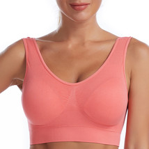 Compression Wirefree High Support Bra for Women Everyday Wear Shrimp Red - $12.99