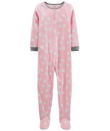 Carters Fleece Footed Pajama Blanket Sleeper Girl Size 7 8 Pink Polka Dots - £21.99 GBP