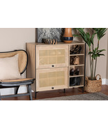 Renaud White Wood and Gold Metal 2-Door Shoe Cabinet - $3,552.65 MXN
