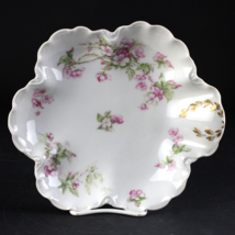 Haviland Limoges Schleiger 241B Pink Roses Handled Bonbon Bowl, Lobed Lg... - $75.00