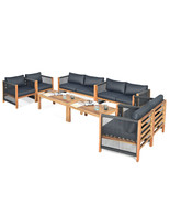 8 Pieces Acacia Wood Outdoor Patio Furniture Set Cushioned Sofa Teak and... - £1,967.38 GBP