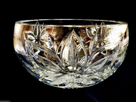 VTG Gorgeous Large Clear crystal bowl Floral pattern 9.5 x 5.75 - £155.25 GBP