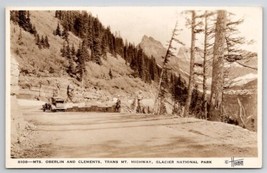 Glacier Nt&#39;l Park Mt Oberlin Clements Trans Mt Hwy Camerman Old Car Postcard E35 - £23.12 GBP