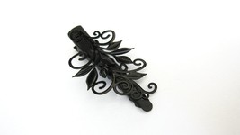 Small black metal vine leaf hair pin alligator clip barrette for fine thin hair - £7.95 GBP