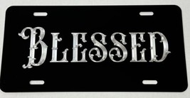 Blessed Christian Gift Car Tag Diamond Etched Black Metal Fancy License Plate - £19.71 GBP