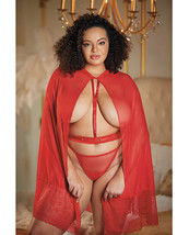 Allure Lace &amp; Mesh Cape w/Attached Waist Belt (G-String NOT included) Red QN - £20.28 GBP