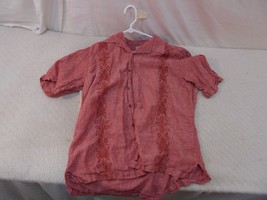 100% Linen Men&#39;s XL Extra Large Red Tommy Bahama Button Up casual Shirt ... - £17.18 GBP