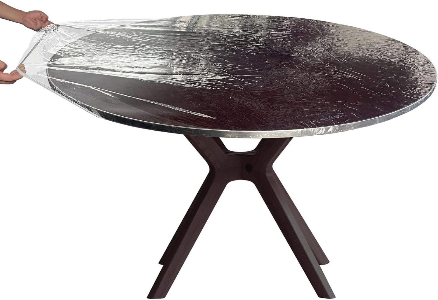 Clear Vinyl Fitted Tablecloth Waterproof Oilcloth, Best For 56 Inch Roun... - $33.95