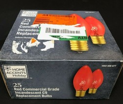 Home Accents Holiday 25 Red Commercial Grade Incandescent C9 Replacement Bulbs - £10.27 GBP
