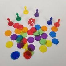 Jots and Tittles Trivia Game Pieces- 6 Player Pieces, 36 Color Tokens, 1 Die - £5.53 GBP