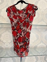FUZZI Red/Multicolor Floral Print Sheer Mesh Sleeveless Top Sz M $275 - $118.70