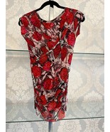 FUZZI Red/Multicolor Floral Print Sheer Mesh Sleeveless Top Sz M $275 - $118.70