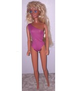 Vintage Barbie Doll Blonde Mattel Inc Straight Leg Blue eyes Pink Swimsuit - $34.64