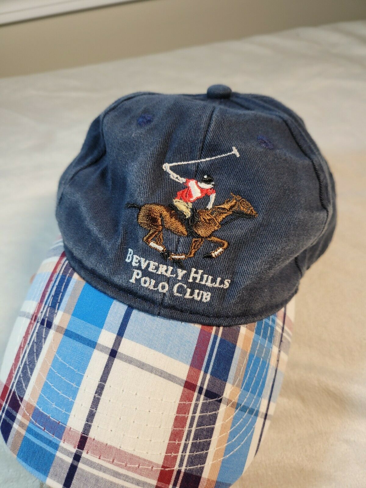 Beverly Hills Polo Club Hat Cap Plaid Bill Adjustable One Size Adult - $8.68