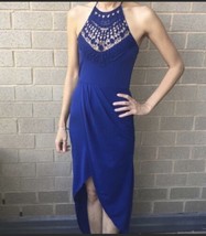 Charlotte Russe Womens Blue Asymmetrical Hem Dress Preowmed Sz XS Halter - £18.20 GBP
