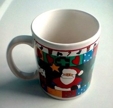 Colorful Santa Snowman Coffee Cup Mug Wrap Around Design - £6.16 GBP