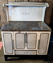 Old Country Farmhouse Enameled Wood Cook Stove Range White Black - Sanico - $990.00