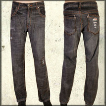 Dash Parker Holes Orange Patch Mens Straight Jeans Premium Black NEW SZ ... - $49.49