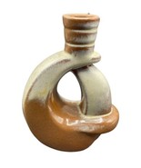 Single Tapered Pottery Candlestick Frankoma #305 Desert Gold Glaze On Tan - £10.59 GBP