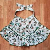 Vintage Handcrafted Half Apron Green Fruit 18&quot; Long 44&quot; Waist w/ Ties - $259.65 MXN