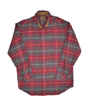 St Johns Bay Flannel Shirt Mens L Tall Brawny Red Plaid Heavyweight Cotton - $22.15