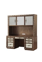 66" Gold Mirrored Computer Desk With Hutch With Three Cabinets Seven Drawers - $54,077.41 MXN