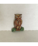 Vintage small decorative wall hanging hand painted owl  - $366.64 MXN