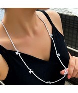 Marquise Lab Created Diamond 14K White Plated Tennis Link Butterfly Neck... - $7,797.98 MXN