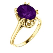 Authenticity Guarantee 
14K Yellow Gold Amethyst Solitaire Ring Size 7 - £774.23 GBP