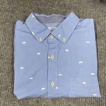 Crown &amp; Ivy Mens Shirt Large Blue All Over Pig Print Button Down Stretch... - £17.32 GBP
