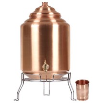 16 Ltr Copper Water Dispenser Matka Tank Pot with Copper Glass &amp; Stand Kitchen - £141.04 GBP
